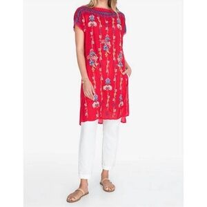 NEW JOHNNY WAS bennet tunic in fiery red Large